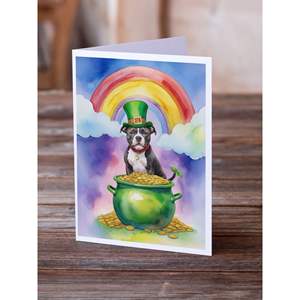 Lunatique A7 Taille 5x7 New Staffordshire Bull Terrier St Patrick's Day Cartes de Voeux Pack 8 Cartes de Note Vierges avec Enveloppes - Product Image 2