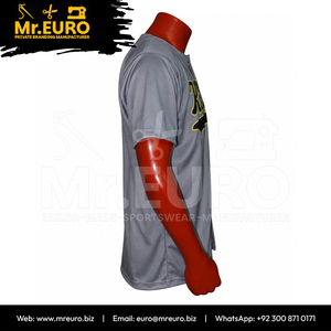 Maillot de baseball personnalisé unisexe, col en V, manches courtes, fermeture à boutons, impression sublimée, séchage rapide, coupe ample, adulte, toutes saisons, 100% coton - Product Image 6