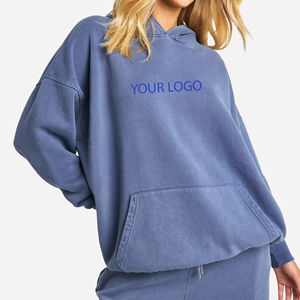Sudaderas con Capucha Extra Grandes para Mujer, Transpirables, Personalizadas, Lavado Ácido, Hombros Caídos, Estilo Urbano Vintage para Invierno, Venta al Por Mayor - Product Image 3