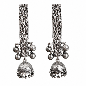 High Quality <b>Oxidized</b> Silver Long Dangle Bollywood Jhumka Earrings for Women Bulk Supplier | Direct Factory Manufacturer - Product Image 1