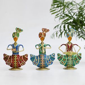 Ensemble de 3 figurines de musiciens du Rajasthan, décorations colorées pour la maison, cadeau culturel - Product Image 2