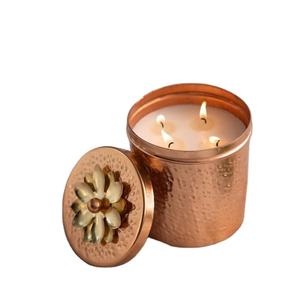 Dernier modèle de boîtes à bougies en cuivre de forme ronde conteneurs à bougies meilleure qualité pour les décorations d'éclairage de table de fête de mariage - Product Image 1