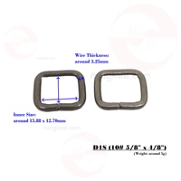 MING KEE METAL Gesper Persegi Panjang 15mm untuk Tali Tas Bebas Timbal Warna Lt. Pewter/Hitam Nikel Brushed Bersertifikasi OEKO-TEX