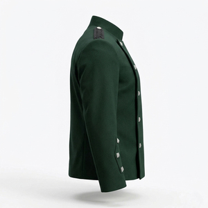 Chaqueta Doble Verde Bosque para Hombre, Estilo Montrose, Cordón Negro en el Hombro, Botones Plateados con Diseño de Pirámide, Atuendo para Gala Highland - Product Image 3