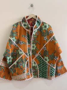 Chaqueta Kantha india hecha a mano, abrigo largo reversible, estilo bohemio, chaqueta bomber. - Product Image 2