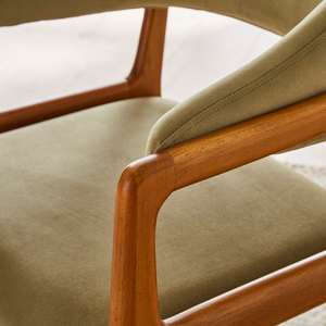 Chaise de salle à manger en teck de style moderne du milieu du siècle avec dossier incurvé - Product Image 5