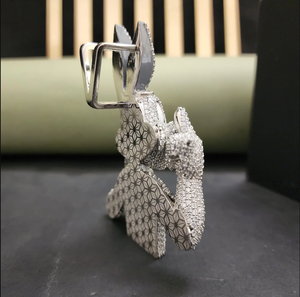 Colgante de Conejo de Plata 925 con Diamantes Cultivados en Laboratorio, Diseño de Conejo de Dibujos Animados con Micro Pavé de Diamantes - Product Image 2