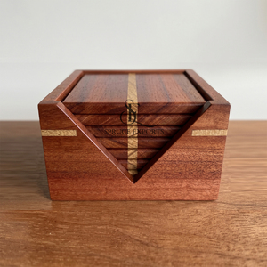 Wooden Coaster Set With Matching Holder. <b>Square</b> Shape Premium Handcrafted Striped Design. Bulk Wholesale Home & <b>Bar</b> Tableware - Product Image 4
