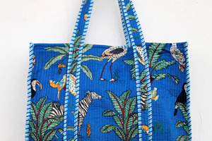 Bolsos Tote Acolchados de Algodón con Estampado a Mano, Bolsos Tote Tradicionales Indios, Bolsos Tote Hechos a Mano con Estampados a Mano - Product Image 2