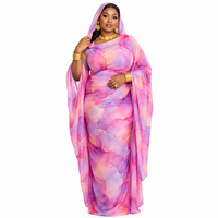 Ensemble Thobe Soudanais Modeste Imprimé, Design Libre, Respectueux de la Peau, Impression Numérique Intégrale, Respirant, Léger, Voile de 5 Yards