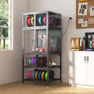 Armadio per Stampante 3D a Doppio Strato con Barra Portafilamento a T, Design Antirumore e Antipolvere, Supporto per Accessori per Stampante 3D - Product Image 5
