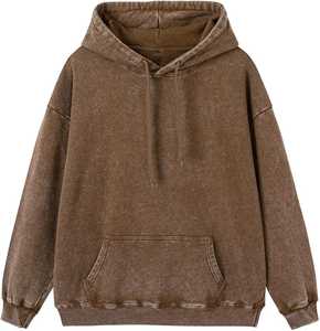 Custom Regular Fit Acid Wash Eco-Friendly 370g <b>Fleece</b> Heavyweight Vintage Pullover Hoodie OEM ODM Streetwear Sweatshirt - Product Image 2