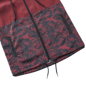 Veste coupe-vent à capuche pour homme avec imprimé floral rose et blocs de couleur, logo personnalisé, sublimation, cordon de serrage - Product Image 3
