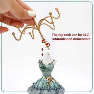 Vintage Gold Jewelry Display Stand With Dress Mannequin And Rotatable Base For Necklaces <b>Earrings</b> Rings <b>Storage</b> - Product Image 2