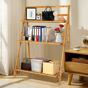 Estante de Bambú de 3 Niveles Plegable para Plantas, Mueble de Exhibición para Balcón o Patio - Product Image 3