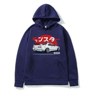 เสื้อฮู้ดลายกราฟิกรถ JDM แบบสั่งทำพิเศษ เสื้อสตรีทแวร์โอเวอร์ไซส์ พิมพ์ลายรถแข่งญี่ปุ่น ยูนิเซ็กส์ สไตล์ Y2K เสื้อพูลโอเวอร์ รับผลิตตามแบบ (OEM) ขายส่ง - Product Image 1