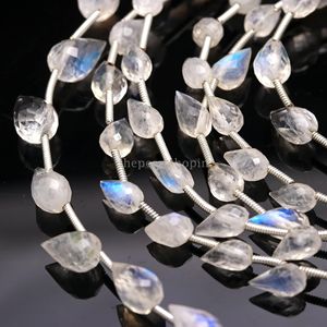 Wholesale Natural <b>Rainbow</b> Moonstone Faceted Teardrop Drop Beads 5x7MM White Moonstone Beads For Jewelry Making 8 Inch Strand - Product Image 6