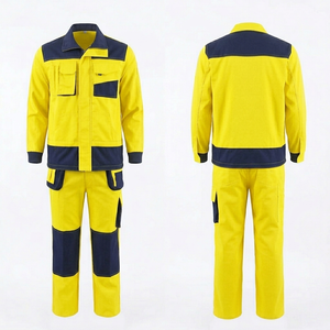 Uniforme de Trabajo para Hombre, 260GSM, Sarga de Polialgodón, Diseño con Paneles Amarillos y Azul Marino, Bordado Personalizado, Serigrafía, Etiqueta Tejida con Logotipo - Product Image 1