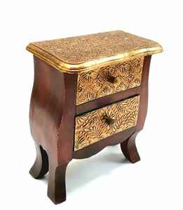 Mesa de Noche de Madera para Esquina de Cama, Elegante y Estilosa, Accesorio de Dormitorio de Estilo Antiguo, Mueble Artesanal Duradero con 2 Cajones, Montaje en el Suelo - Product Image 1