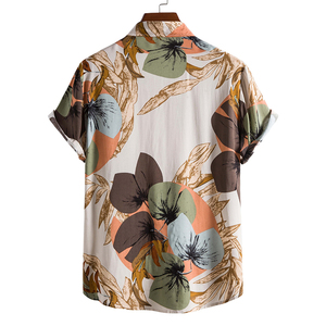 Chemise hawaïenne pour homme à manches courtes, logo personnalisé, boutonnée, décontractée, à fleurs, pour les voyages, les vacances, style vintage, bohème - Product Image 6