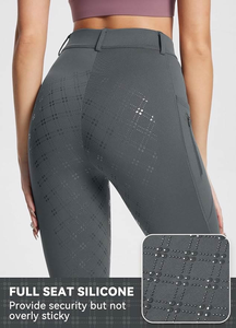 Women's Printed Jodhpurs <b>Winter</b> Riding Pants Full Seat Breeches Fleece Horse Equestrian <b>Tights</b> Adult Horseback Leggings Pockets - Product Image 5