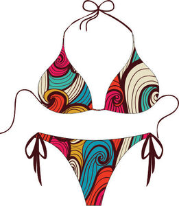 Conjunto de Bikini Halter con Estampado de Espirales Coloridos para Mujer, Parte Inferior con Lazos Laterales, Secado Rápido, Cordón Ajustable, Spandex, Poliéster, Traje de Baño Elástico - Product Image 3