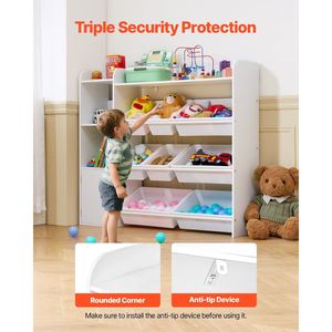 4-Tier 8-Bin bambini giocattolo organizzatore di plastica bianca flessibile armadio per stanza studio camera da letto sala giochi aula - Product Image 5