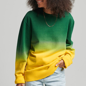 เสื้อสเวตเชิ้ตผู้หญิงทรงโอเวอร์ไซส์ไล่เฉดสี คอกลม แขนยาว ผ้าถักจากใยฝ้ายและใยไผ่ แฟชั่นฤดูใบไม้ร่วง - Product Image 3