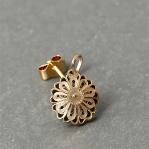 Best Selling Silver Filigree Pendant and Earring <b>Set</b> Morning Flowers-High Quality <b>Indian</b> Fashion Stud with Glittering Shine - Product Image 3