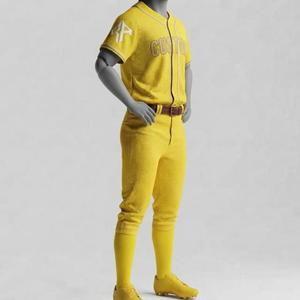 Conjunto de Uniforme de Béisbol con Cuello Redondo para Hombre, Manga Corta, 100% Poliéster, Logotipo Blanco, Corte Regular, Cierre de Botones, Transpirable - Product Image 4