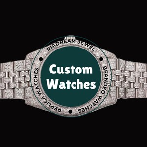 Reloj Personalizable con Esfera Negra y Caja Redonda, con Diamantes Moissanite, Resistente al Agua, para Hombre, Ideal para Regalo y Fiestas, Disponible a Buen Precio - Product Image 2