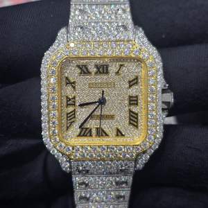 Reloj de pulsera mecánico automático para hombre, edición limitada con números romanos, de acero inoxidable, 16 mm, cuadrado, estilo hip hop de lujo con moissanita - Product Image 1