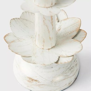 Porte-bougie en acier avec motif de fleurs blanches, décoration de maison durable - Product Image 4