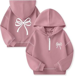 Sweat à capuche doux en molleton français pour enfants filles, en coton et élasthanne mélangés, sweat-shirt d'hiver pour bébé, fermeture éclair quart de tour, à capuche pour filles, idéal pour l'extérieur - Product Image 5