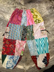 Handmade Cotton Patchwork <b>Harem</b> <b>Trouser</b> with Assorted Patches Breathable Drawstring Closure High Waist Summer Unisex Pants - Product Image 6