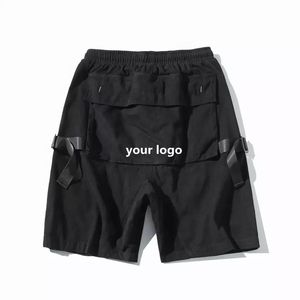Men's Black Cargo Shorts Elastic Waist Drawstring Closure Breathable Quick Dry <b>Canvas</b> Bermuda Style Casual Wear Pockets Front - Product Image 1