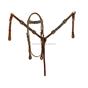 Por encargo 100% de cuero de vaca con cuentas del oeste Headstall & Breast Collar Set Fabricante al por mayor - Product Image 3