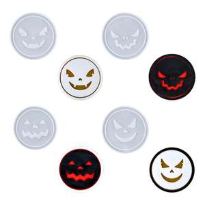 Halloween Grimace Expression Coaster Coaster Epoxy <b>Resin</b> <b>Silicone</b> <b>Mold</b> - Product Image 5
