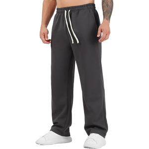 Pantalon de jogging décontracté pour homme en coton gris, taille élastique, avec cordon de serrage, léger, respirant, coupe-vent, poches latérales, automne - Product Image 1