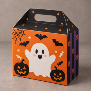Halloween Paper Gift <b>Box</b> Corrugated Candy Packaging <b>Box</b> With Handle Window <b>Party</b> Favor <b>Box</b> - Product Image 2