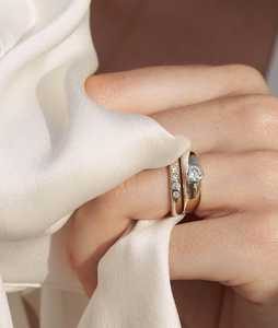 Bagues de fiançailles modernes en or massif 14K 18K avec diamant solitaire rond de 0,50 carat cultivé en laboratoire, serti clos, style minimaliste et élégant, bande conique de 6-3 mm - Product Image 2