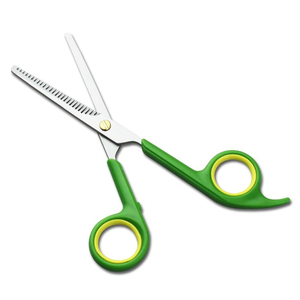 Ciseaux de coiffure dégradés à double couleur vert et jaune avec manche en plastique, 6,75 pouces, pour usage professionnel en salon - Product Image 1