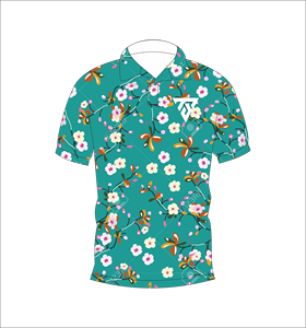 Camisa Polo Personalizada con Estampado Floral Verde, Camisa de Golf de Moda Ligera y Transpirable de Manga Corta para Hombre, Informal para Verano - Product Image 1