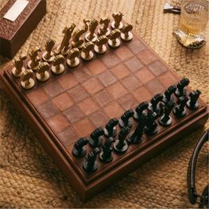 Ensemble d'échecs en marbre de qualité supérieure avec base en bois/résine, jeu d'échecs robuste en pierre naturelle avec compartiment de rangement - Product Image 2