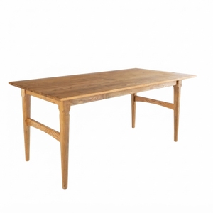 Mesa de Comedor Rectangular de Madera Maciza, Estilo Moderno Minimalista con Patas Cónicas, Estilo Teca Natural, Muebles para Comedor - Product Image 1