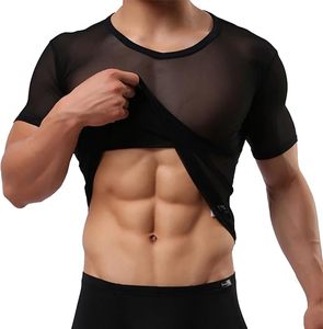 T-shirt en maille noire style streetwear à manches courtes, col rond, coupe ajustée, respirant, tricoté, décontracté, hauts streetwear, chemises en maille à demi-manches - Product Image 1