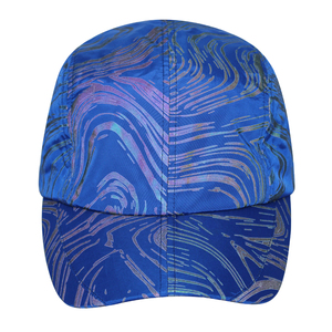 Casquette de baseball unisexe ajustée à 6 panneaux, motif géométrique bleu, pour l'extérieur, décontractée, printemps-été, respirante, imperméable, en polyester - Product Image 6
