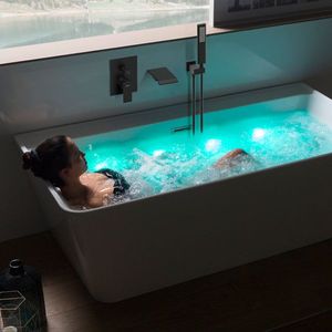 Set Doccia a Cascata da Parete Nero Opaco con Rubinetto NPT Maschio e LED per Applicazioni in Camera da Letto - Product Image 3