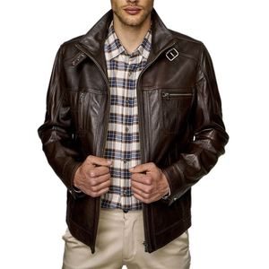 Chaqueta de cuero napa para hombre al por mayor con botones a presión para marcas de ropa masculina, proveedor de fábrica para pedidos al por mayor - Product Image 5