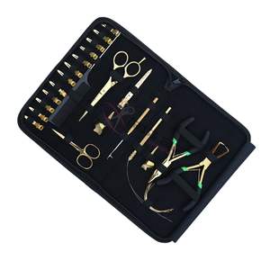 Nuevas herramientas de extensión de cabello con microanillos y microeslabones dorados, con alicates de apertura para bloqueo de cuentas, aplicador de gancho, cortador de enlaces y clips de estilizado. - Product Image 1